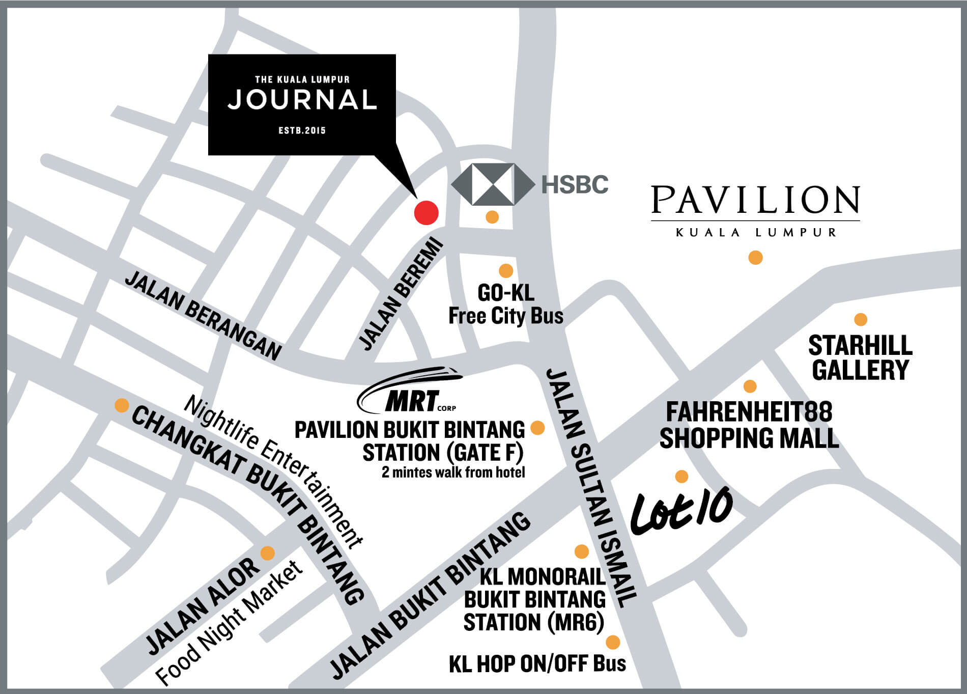 Map to locate The KL Journal Hotel 